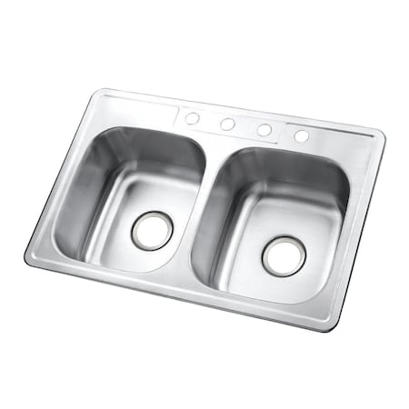 Gourmetier GKTD33227 Drop-in Double Bowl Kitchen Sink, Brushed GKTD33227